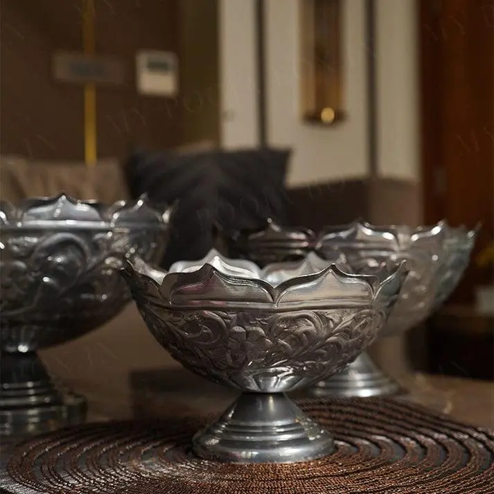 Silver Floral Decor Bowl — Handcrafted Export Product by NXTGENEXPORTS, Moradabad